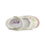 Kép 4/5 - Ponte20, fehér színű, virág mintával díszített, supinált talpú, bőr tavaszi gyerekcipő lányoknak