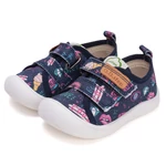 Imagine 2/5 - Pantofi D.D. Step, albaștri, din pânză cu model, pentru fete