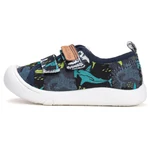 Imagine 1/5 - Pantofi D.D. Step, bleumarin, din pânză cu model, pentru băieți
