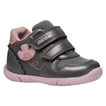 Imagine 2/4 - Geox, pantofi de copii gri, cu imprimeu floral, pentru fete.
