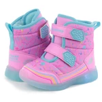 Imagine 3/4 - Ghete Skechers, roz intermitente, impermeabile, pentru fete