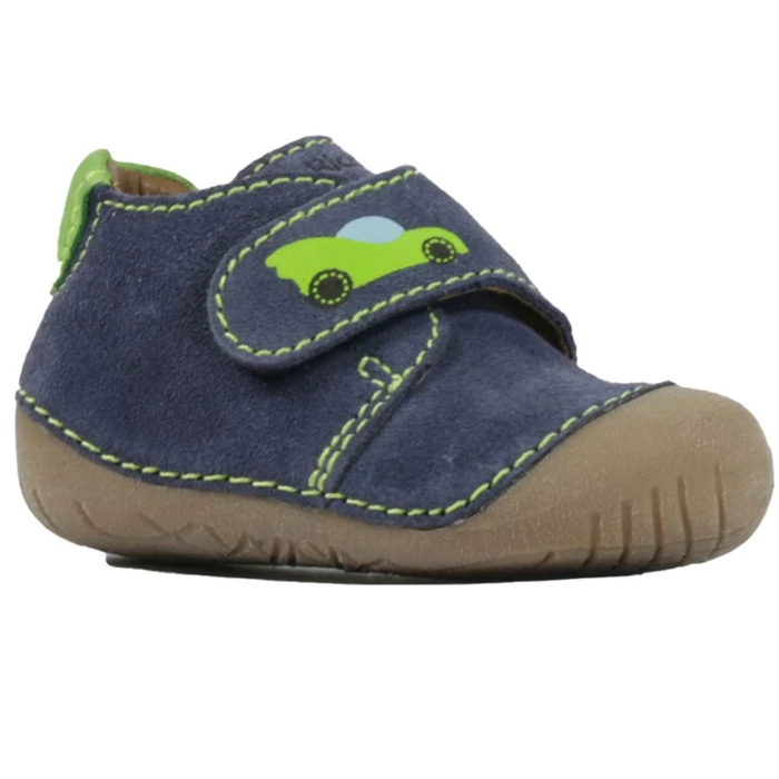 Richter, sötétkék, autós, puha talpú gyerekcipő fiúknak.