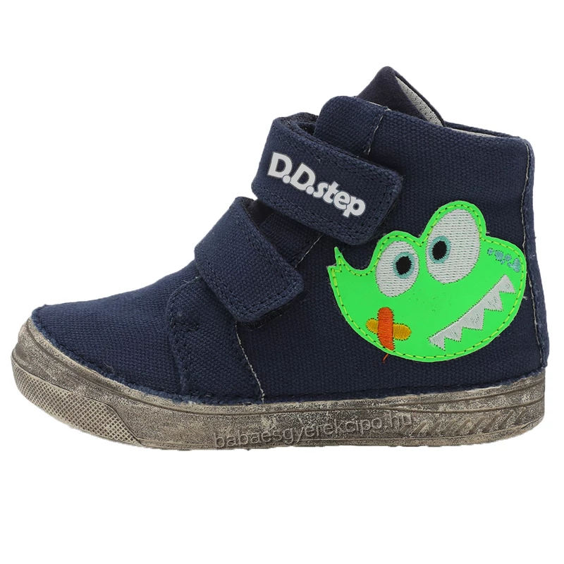 D.D.step, farmerkék színű, két tépőzárral állítható, gyerek, átmeneti, vászoncipő fiúknak