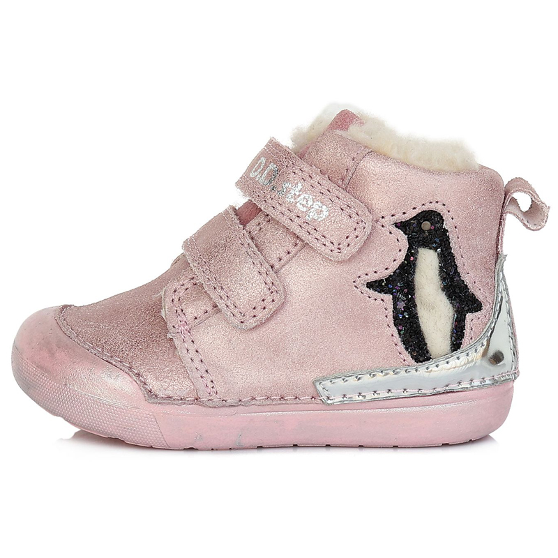 D.D.step, rózsaszín, pingvin mintás, téli, bélelt, gyerekcipő lányoknak.
