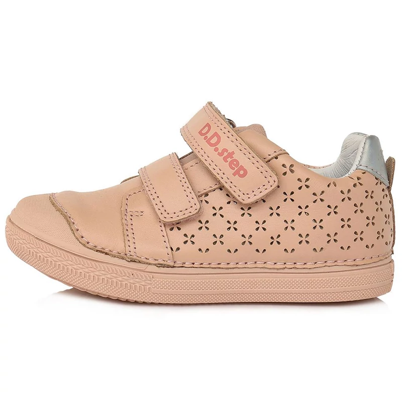 D.D.step, korall színű, virág mintás átmeneti gyerekcipő lányoknak.