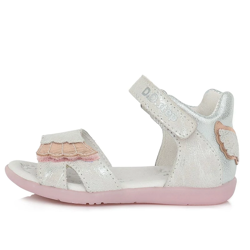 D.D.step, fehér-ezüst színű, mintás, gyerekszandál lányoknak