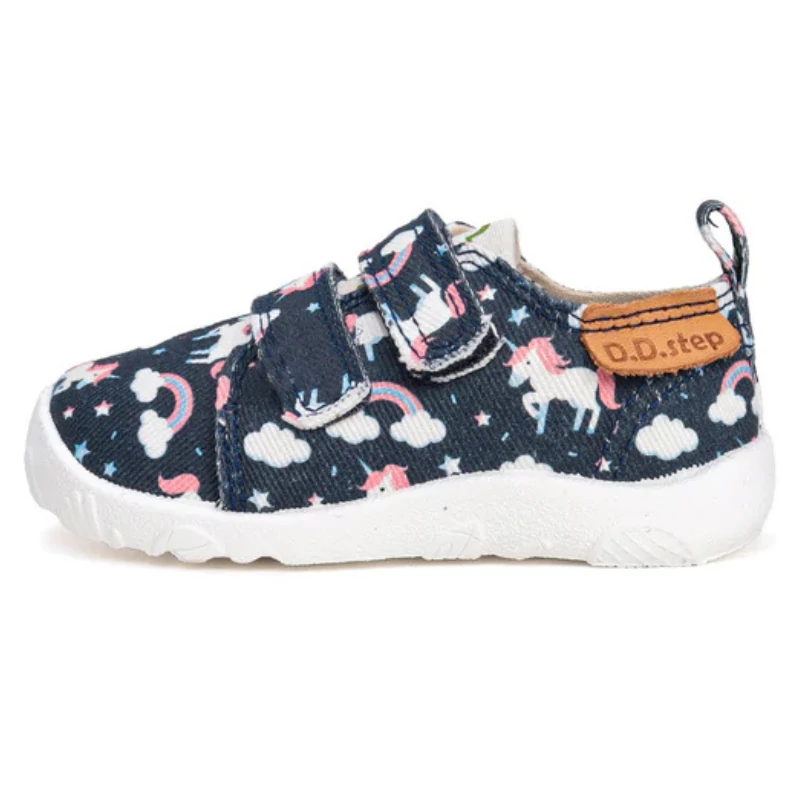 Unikornisos D.D.Step Barefoot vászoncipő kislányoknak