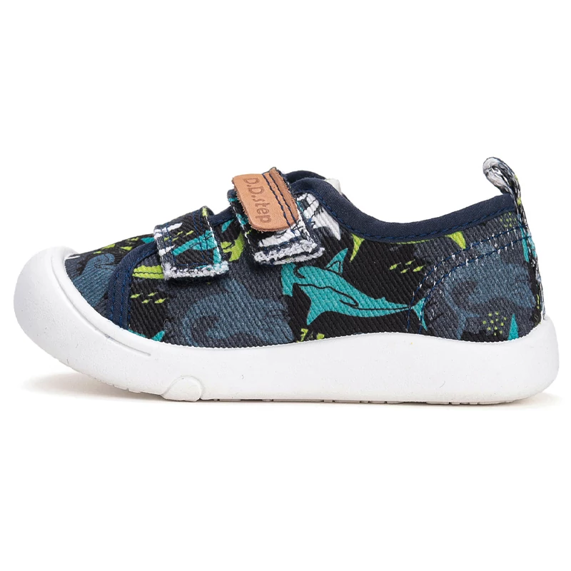 Pantofi D.D. Step, bleumarin, din pânză cu model, pentru băieți