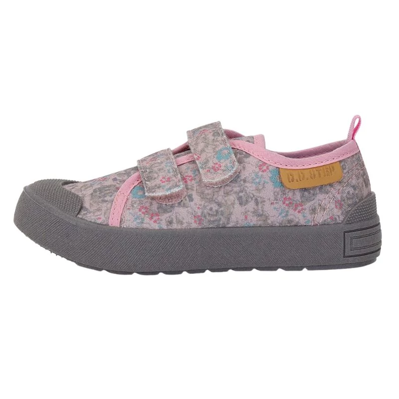 Púder rózsaszín, virágos  vászoncipő lányoknak