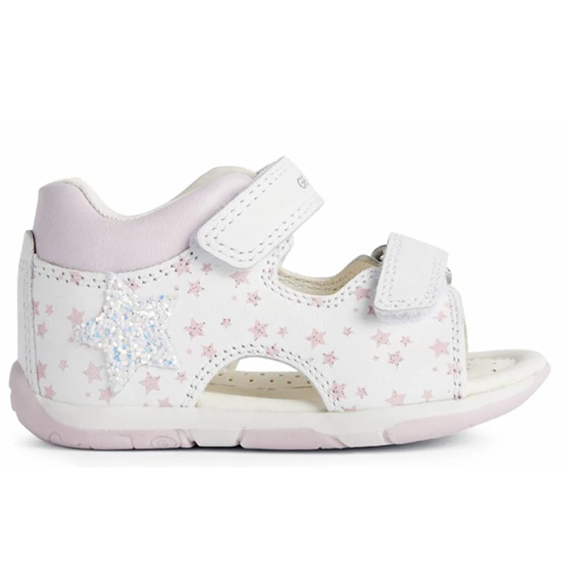 GEOX, model alb, stea pentru copii Sandale pentru fete.