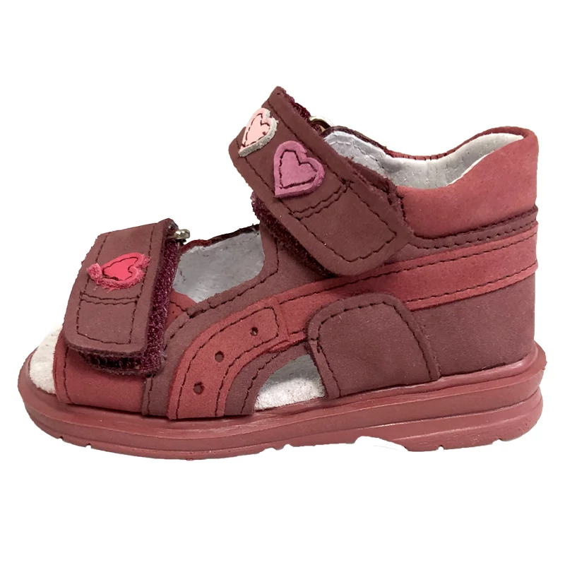 Maus, bordó színű, supinált, bőr szandál lányoknak