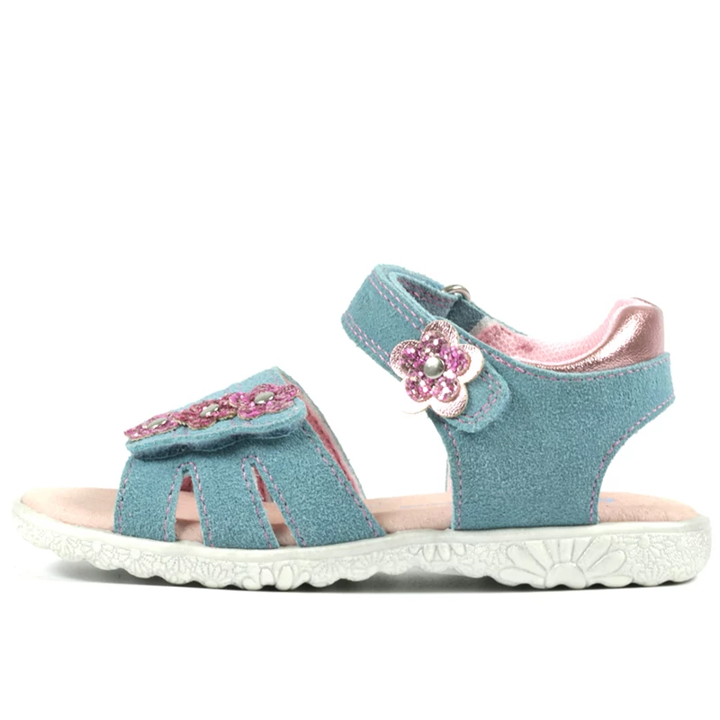 Richter, kék, virágos szandál lányoknak.