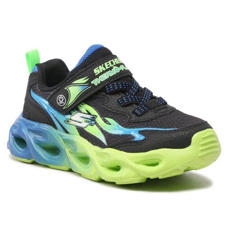 Skechers, kék-zöld színű , villogó talpú, sportcipő fiúknak.