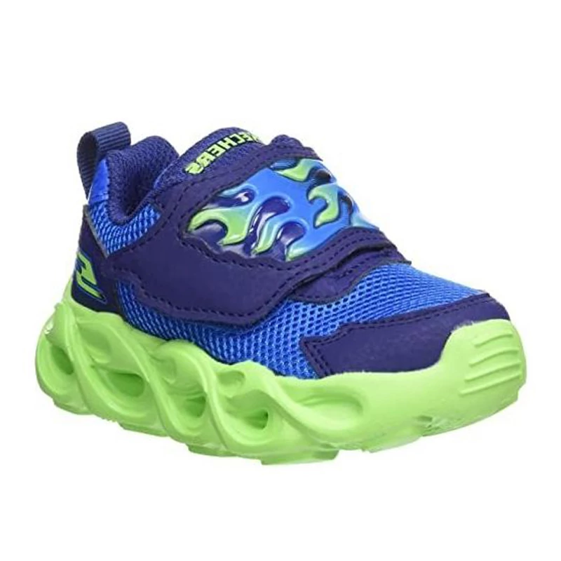 Skechers, villogó talpú, kék láng mintás sportcipő fiúknak.