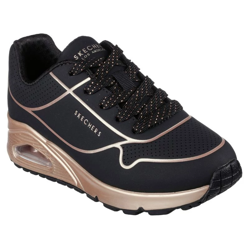 Skechers, fekete-arany színű, memória habos sportcipő lányoknak.
