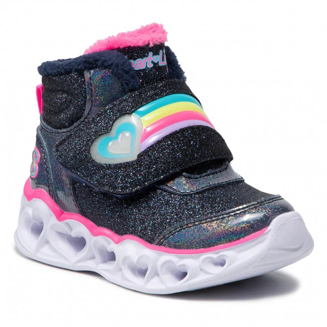 Skechers, lány, villogó talpú, bélelt, magas szárú  gyereksportcipő.