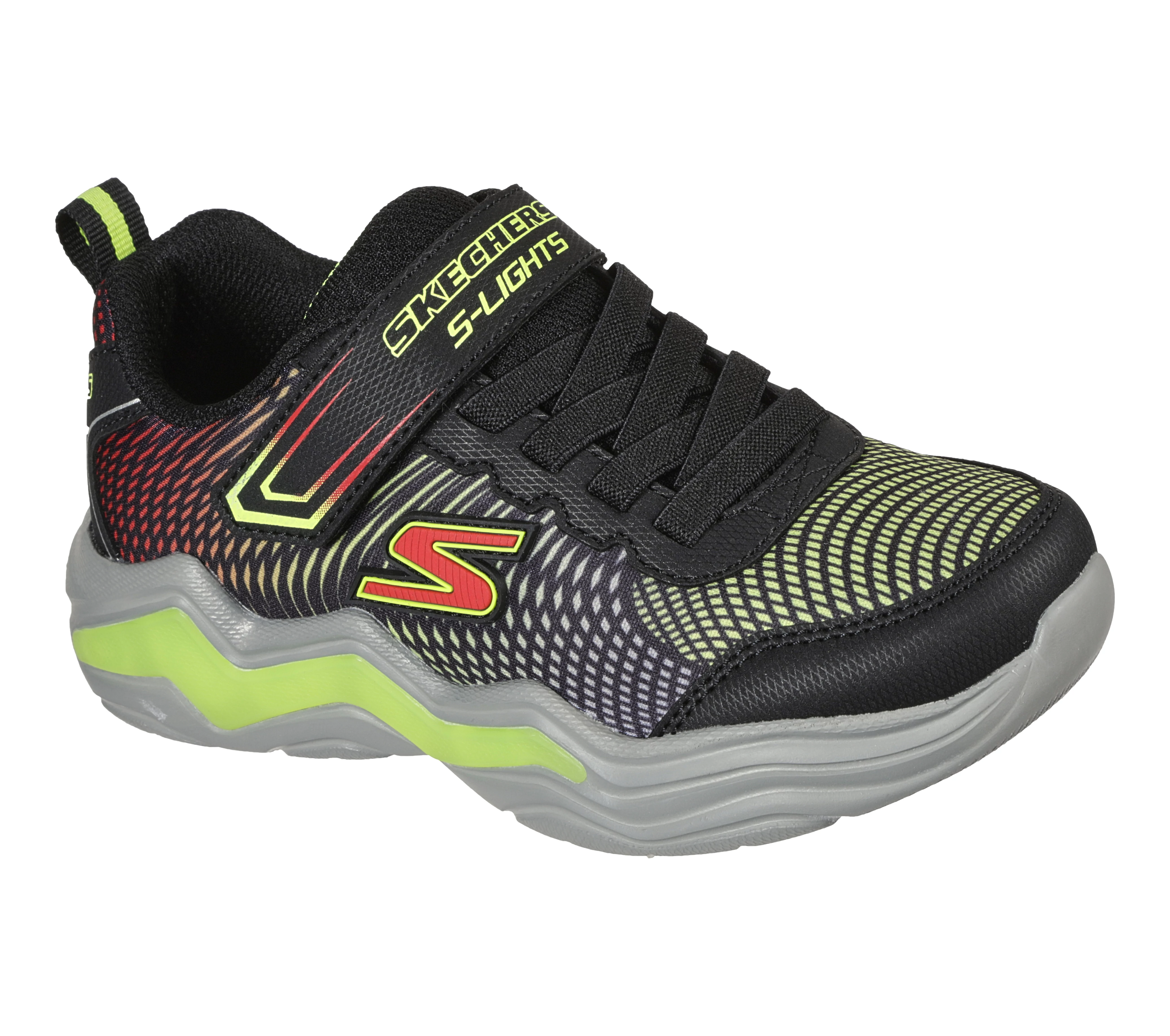 Skechers,  fekete-sárga ,villogó talpú, sportcipő fiúknak.