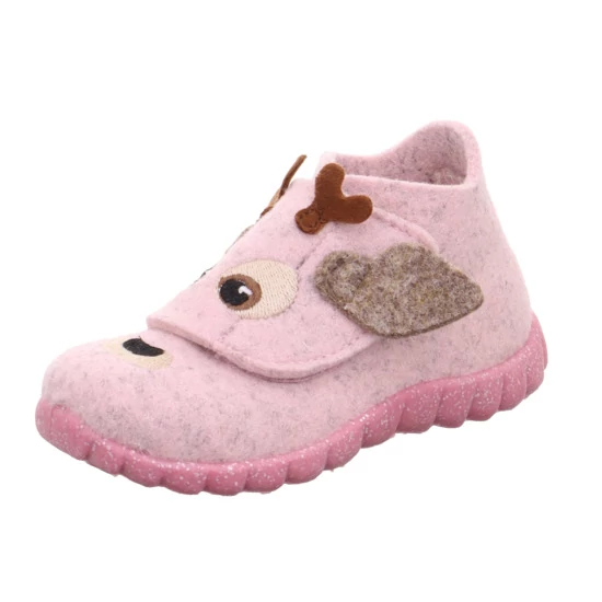 Superfit, rózsaszín, rénszarvas mintával díszített , gyerek, gyapjú cipő lányoknak.