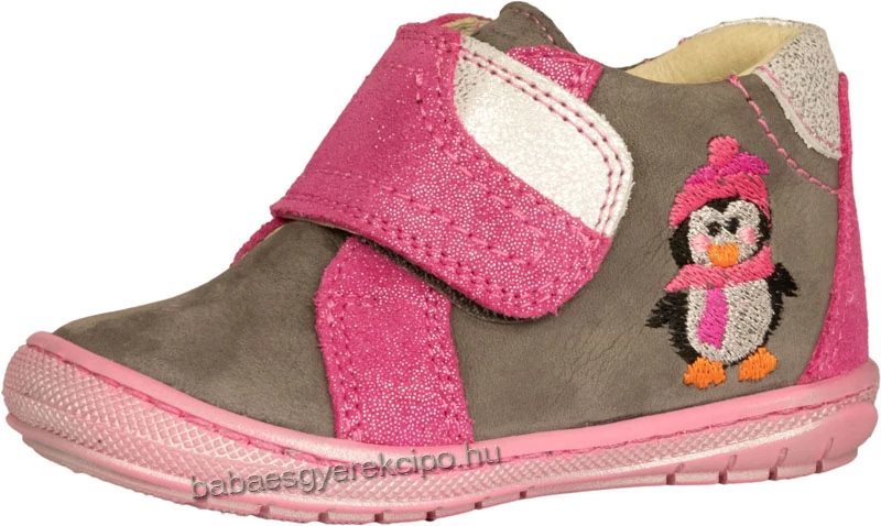 Szamos, szürke színű, pingvin mintás átmenti cipő lányoknak.