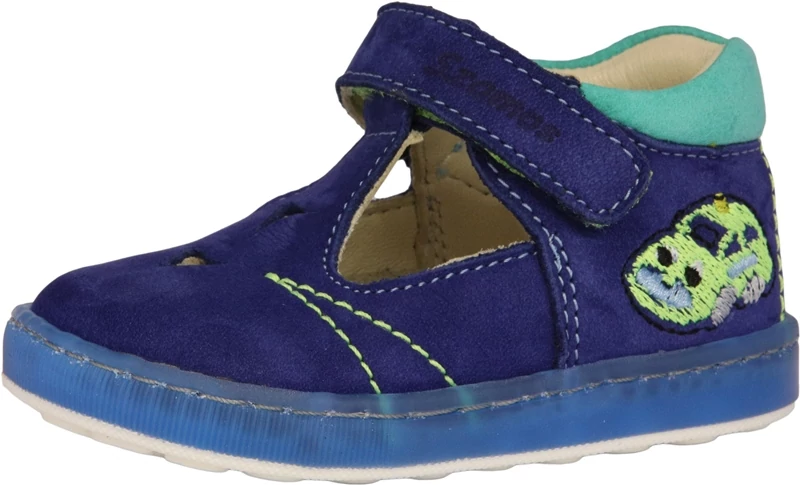 Szamos, sötétkék színű, hímzett autóval díszített tavaszi cipő fiúknak.