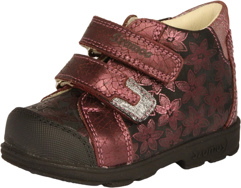 Szamos, supinált talpú, bordó, virág mintás, átmeneti lány gyerekcipő.