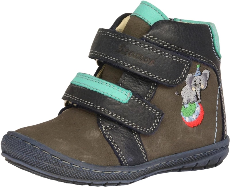 Szamos, kék-barna ,elefánt mintával díszített, téli cipő fiúknak.