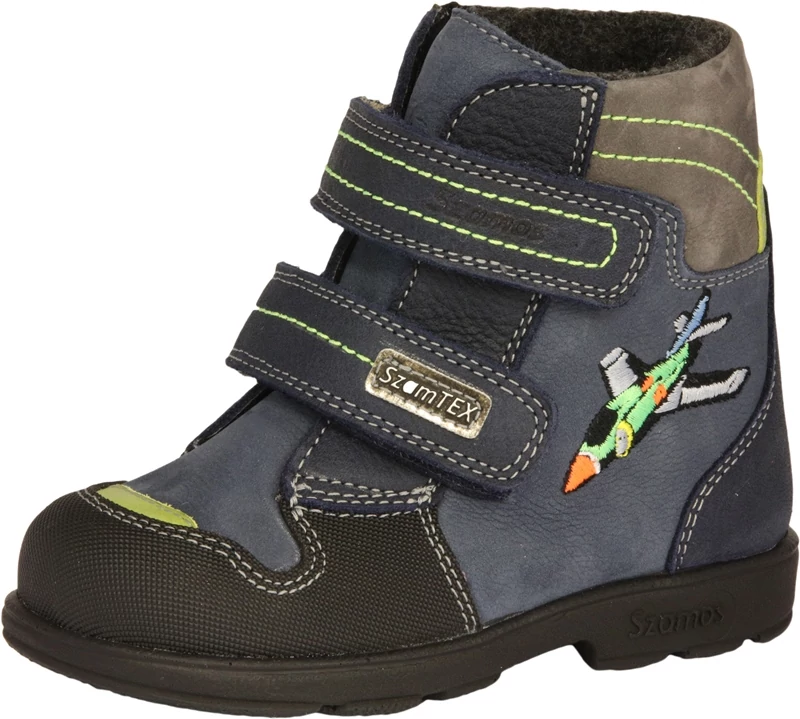 Szamos, supinált talpú, kék, repülős, vízálló, téli bakancs fiúknak.