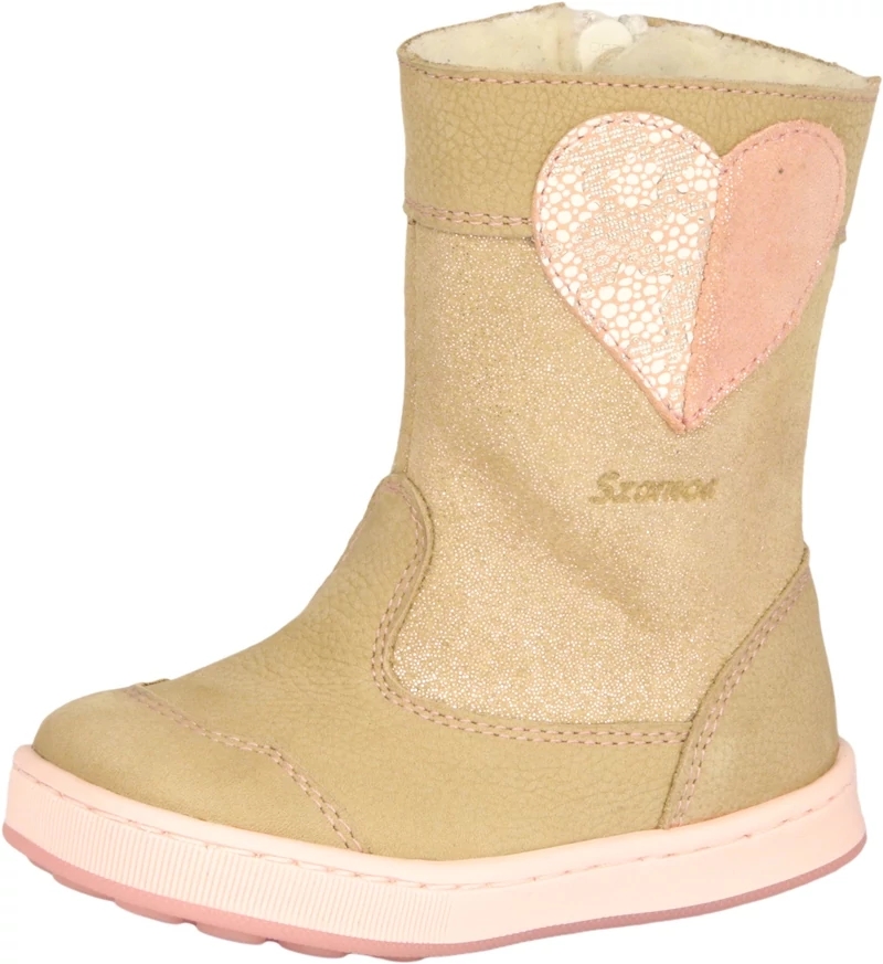 Szamos, bézs, szívecske mintás, téli csizma lányoknak.