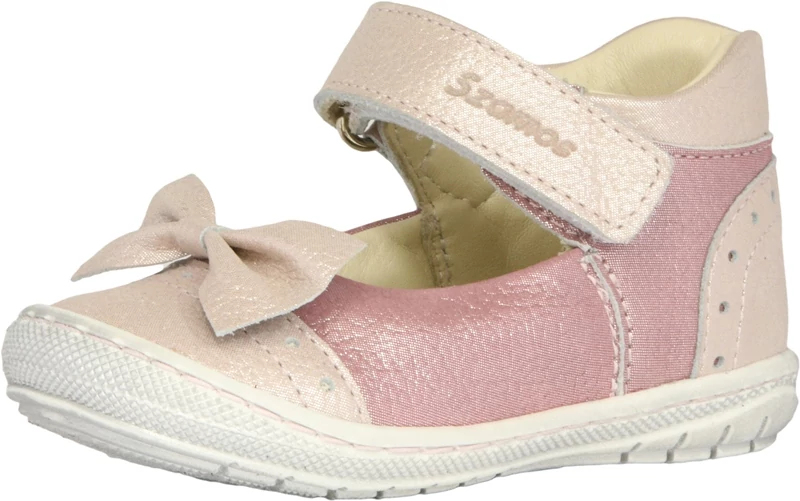 Szamos, mályva-bézs színű, masnival díszített tavaszi gyerekcipő lányoknak.