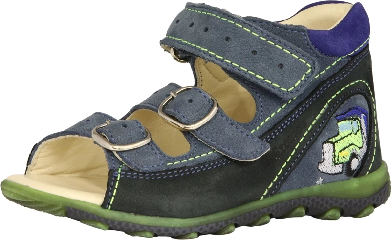 Szamos, kék színű, hímzett kamionnal díszített  gyerekszandál fiúknak.