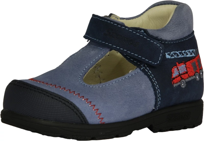 Szamos,supinált talpú, kék színű, autós mintával díszített, tavaszi gyerekcipő fiúknak