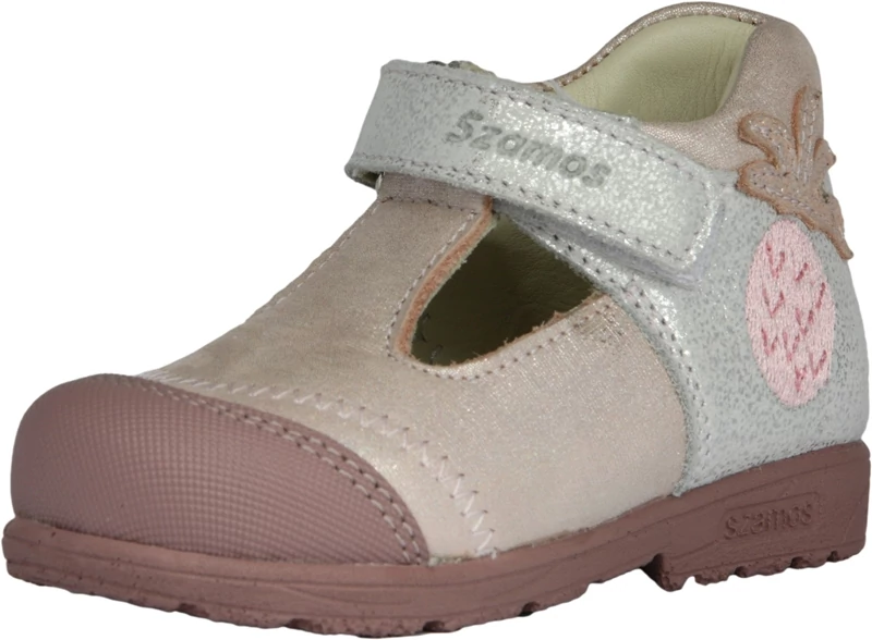 Szamos,supinált talpú, bézs színű, ananász mintával díszített, tavaszi gyerekcipő lányoknak