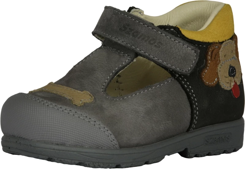 Szamos,supinált talpú, szürke színű, kutyás mintával díszített, tavaszi gyerekcipő fiúknak