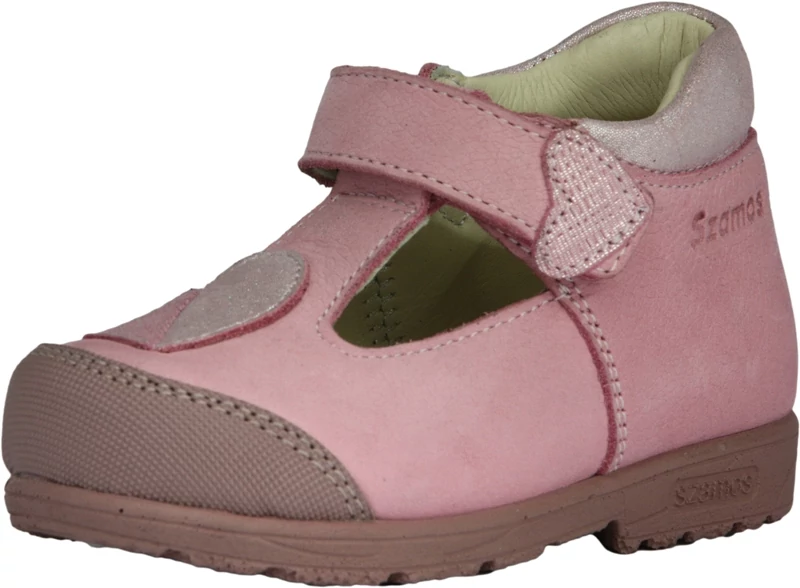 Szamos,supinált talpú, rózsaszín színű, szívecske mintával díszített, tavaszi gyerekcipő lányoknak