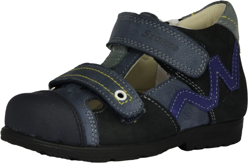 Szamos,supinált talpú, kék-fekete színű, kék mintával díszített, tavaszi gyerekcipő fiúknak