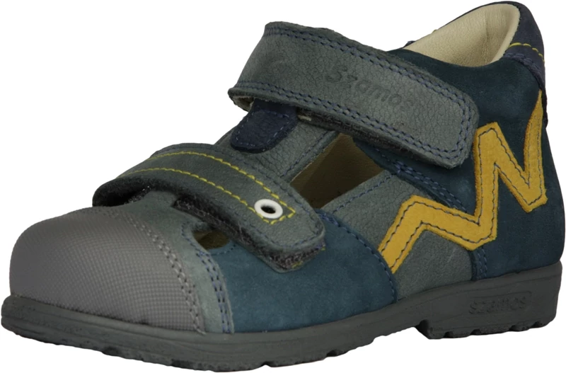 Szamos,supinált talpú, kék színű, sárga mintával díszített, tavaszi gyerekcipő fiúknak