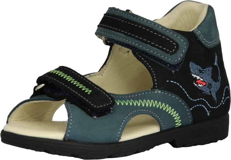 Szamos, supinált, zöld-fekete, cápás gyerek szandál fiúknak.