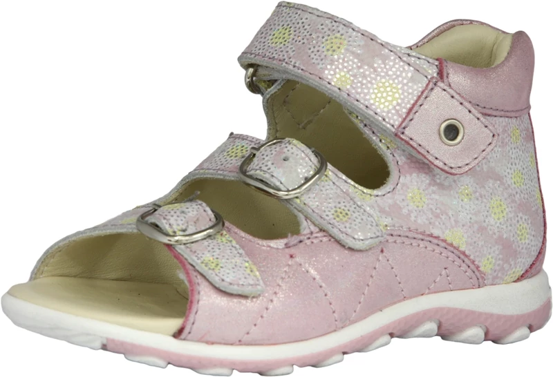 Szamos, rózsaszín, virág mintával díszített gyerekszandál lányoknak.