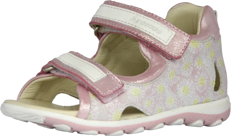 Szamos, rózsaszín, virág mintával díszített gyerekszandál lányoknak.