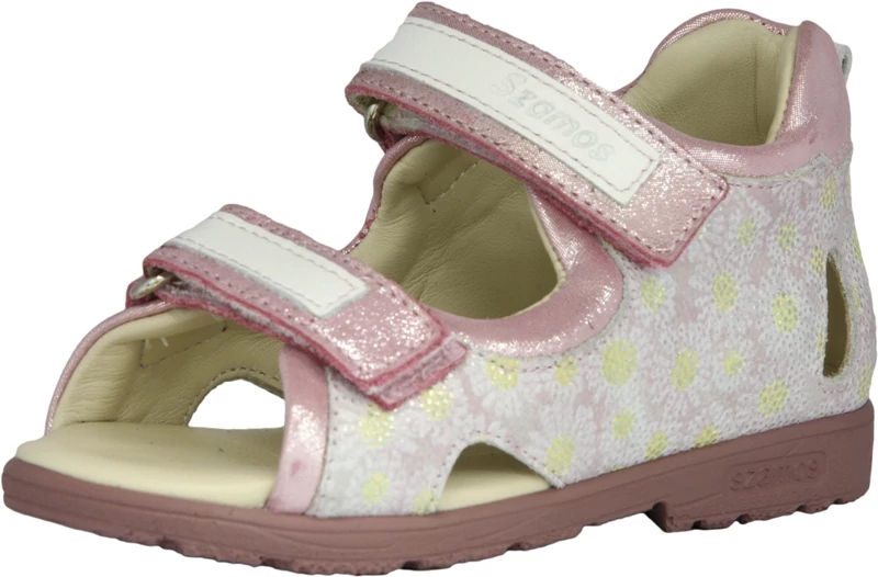 Szamos, supinált talpú, rózsaszín, virág mintával díszített gyerek szandál lányoknak.