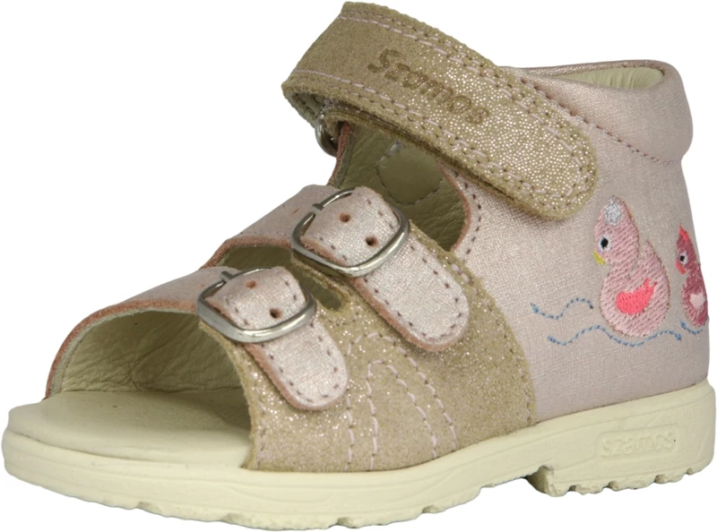 Szamos,supinált talpú, bézs színű, mintával díszített,gyerek szandál lányoknak