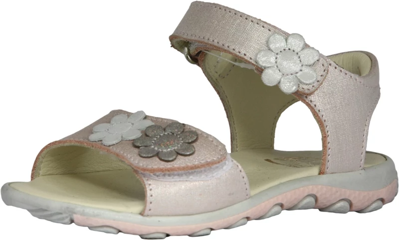Szamos, púder színű, virág mintával díszített gyerekszandál lányoknak.