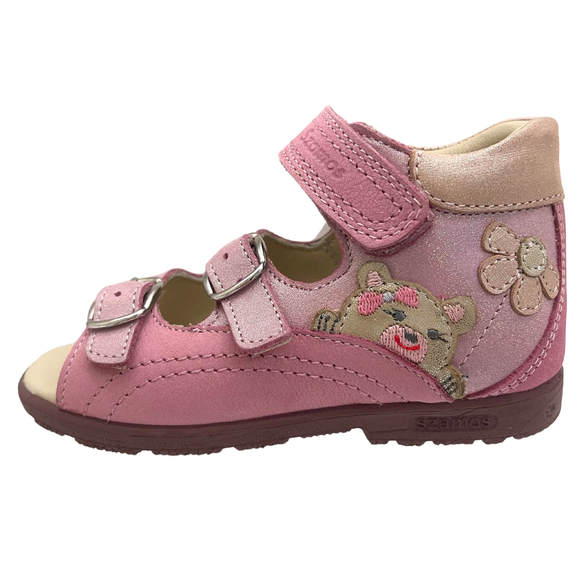 Rózsaszín macis Szamos supinált szandál lányoknak