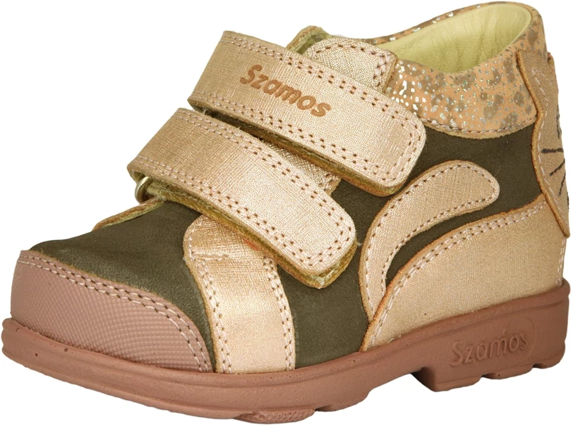 Divatos, cicás, szürke-bézs szamos supinált cipő kislányoknak.