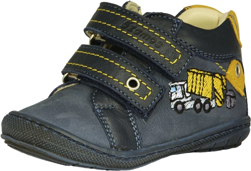 Sötét kék, kukásautós hajlékony talpú szamos cipő