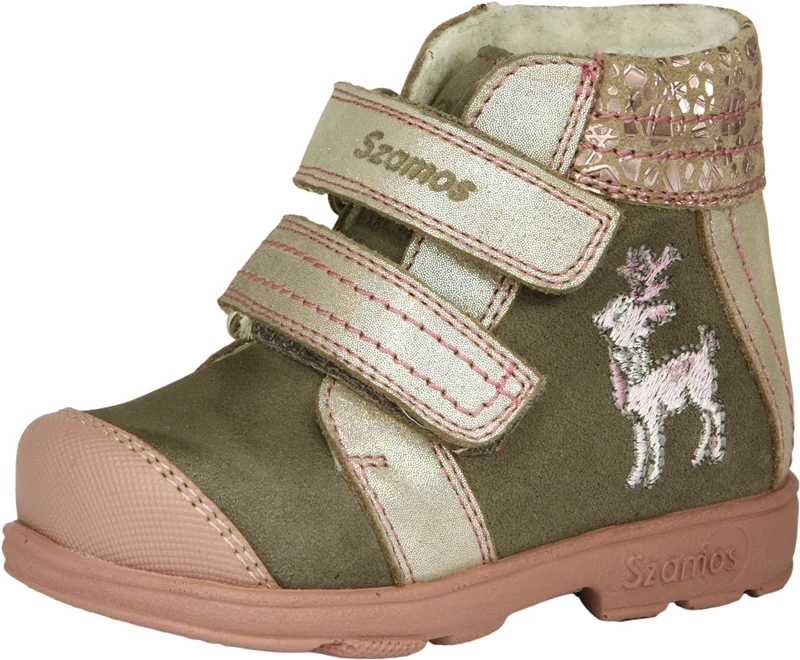 Szürke-ezüst, rénszarvasos, szamos supinált kislány bakancs