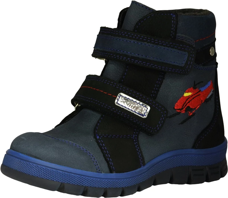 Motoros szánnal díszített, vízálló, szamos téli fiú bakancs