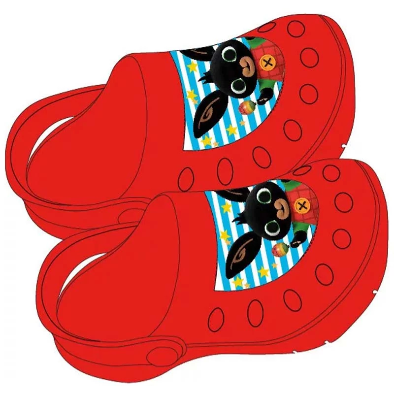 Bing nyuszis, piros, gyerek gumi papucs.