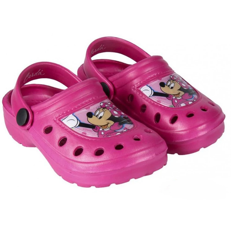 Model Minnie mouse, culoare roz, papuci de cauciuc pentru copii