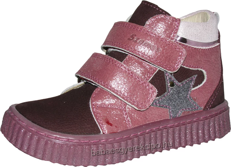 Szamos, mályva színű, csillaggal díszített, lány átmeneti cipő.